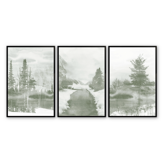 [color:Satin Black], Picture set of 3 prints in black frames