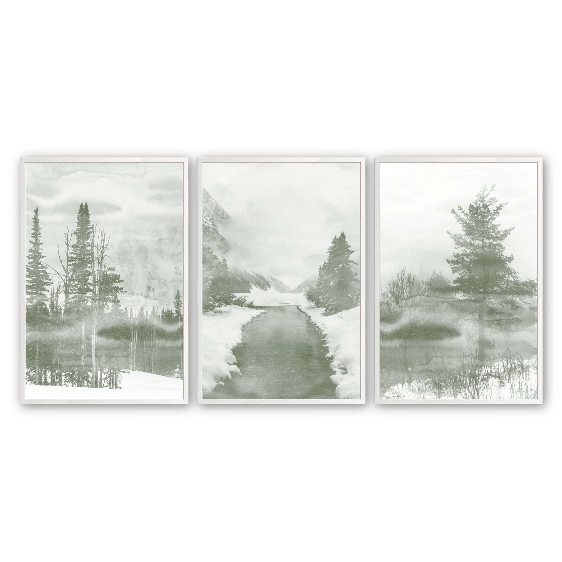 [color:Opaque White], Picture of the set of 3 prints in white frame