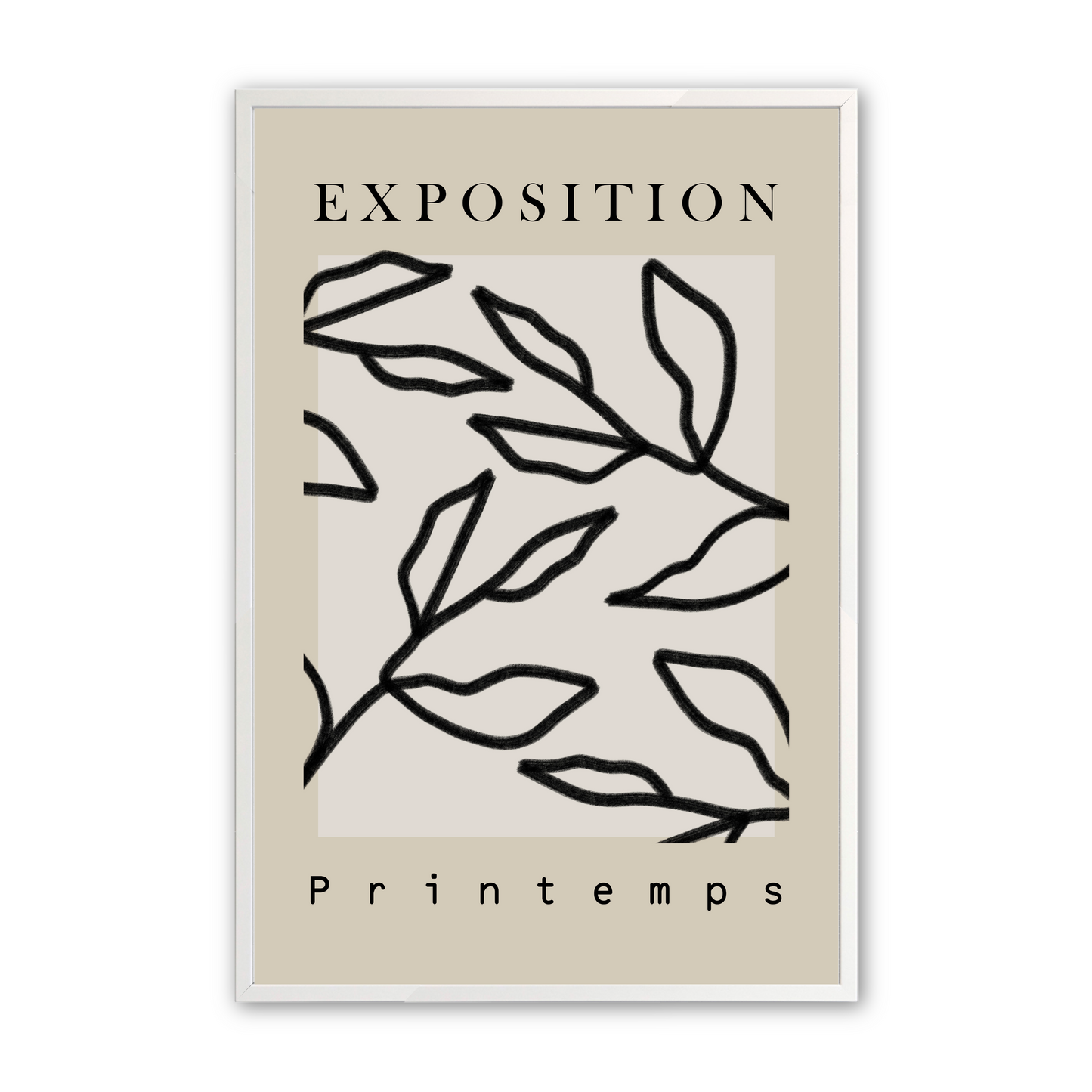 [color:Opaque White], Picture of leaves with the word Exposition in white frame