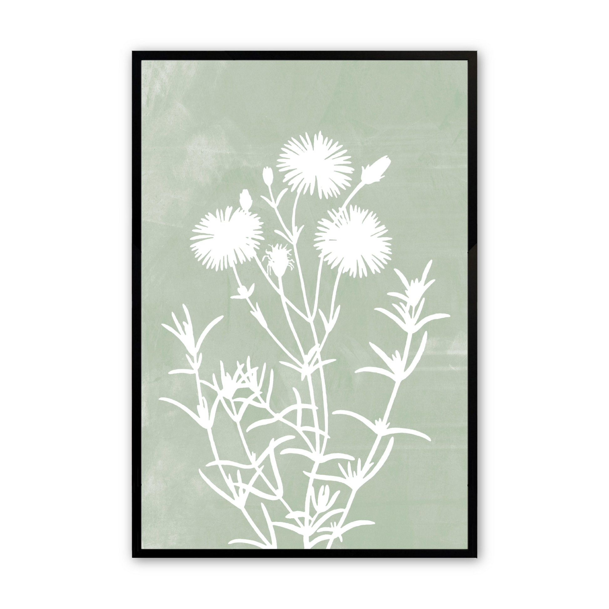 [color:Satin Black], Picture of the first of 6 leaves and flowers in a black frame