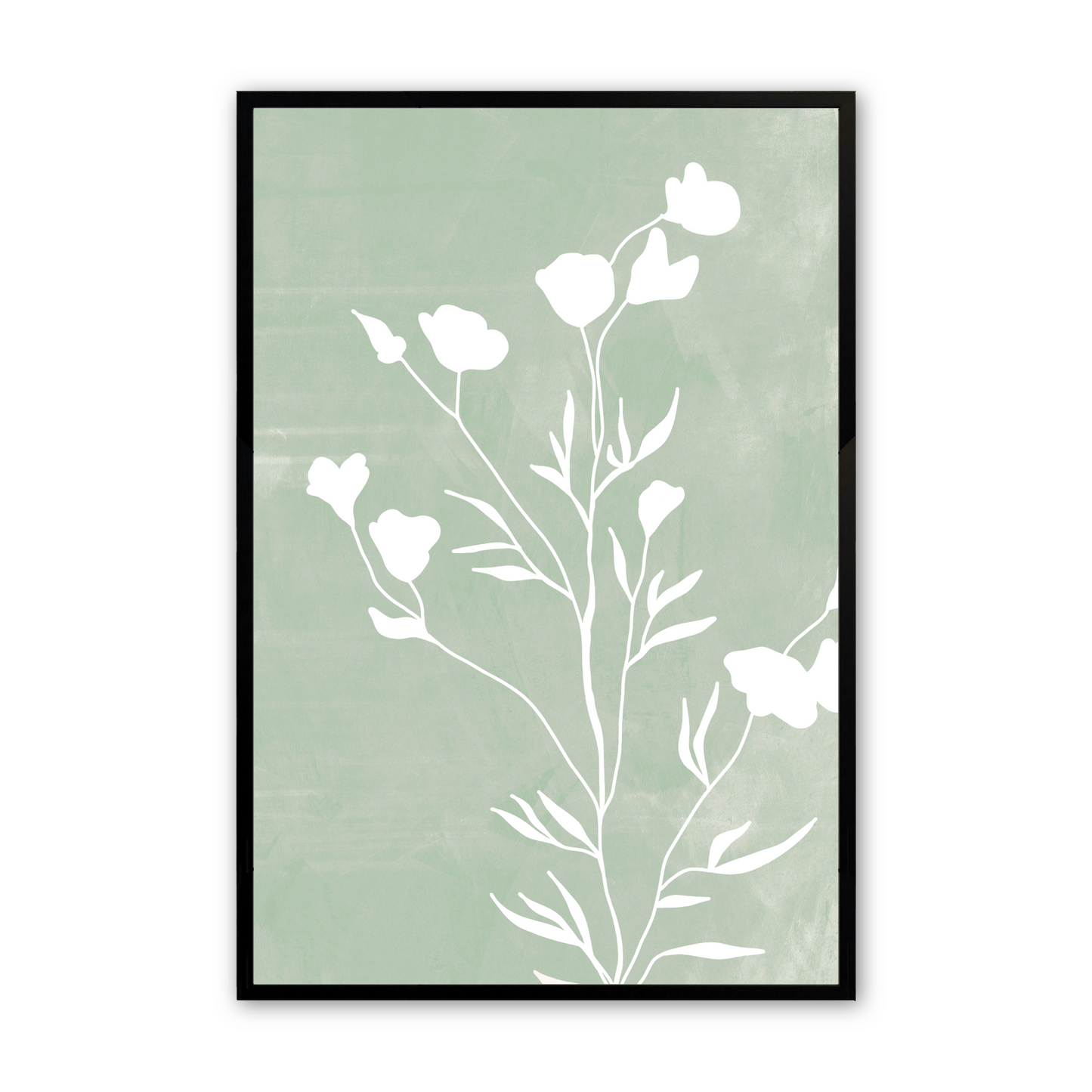 [color:Satin Black], Picture of the third of 6 leaves and flowers in a black frame