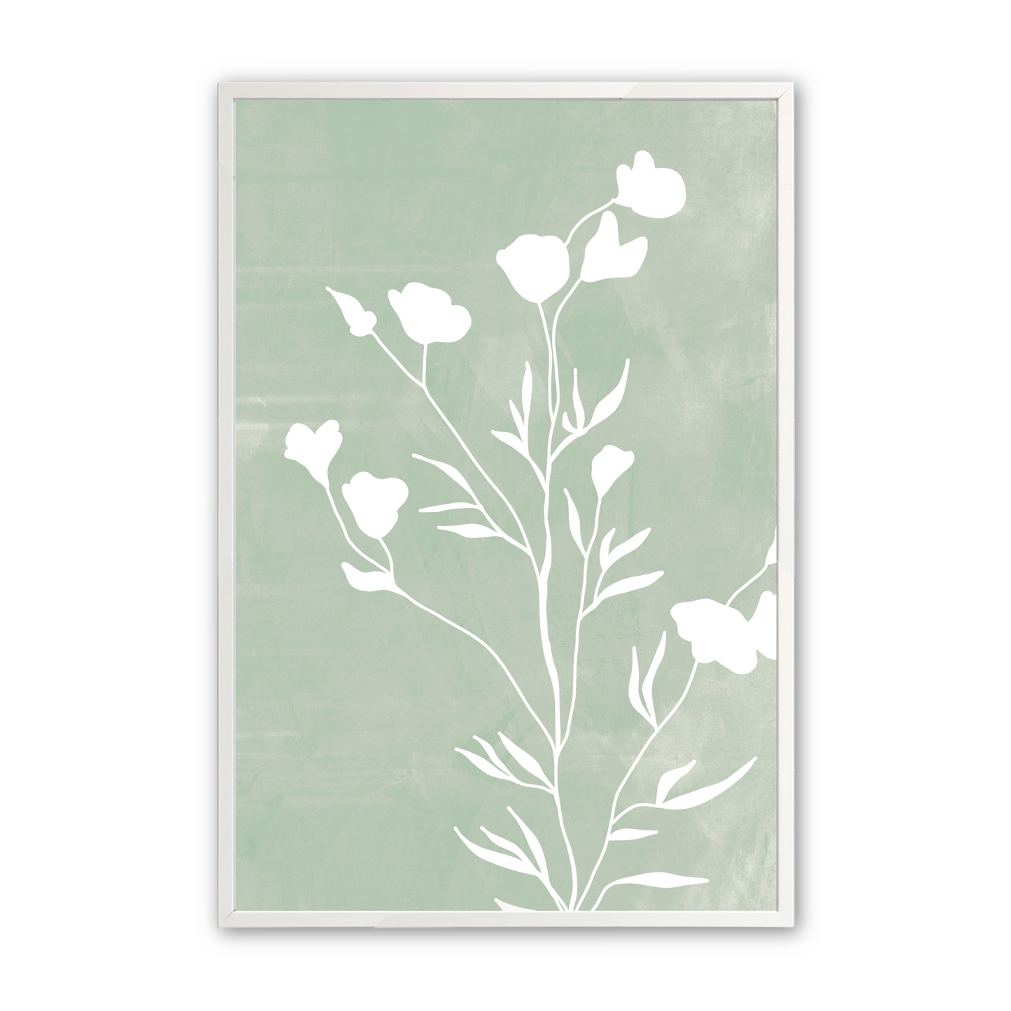 [color:Opaque White], Picture of the third of 6 leaves and flowers in a white frame