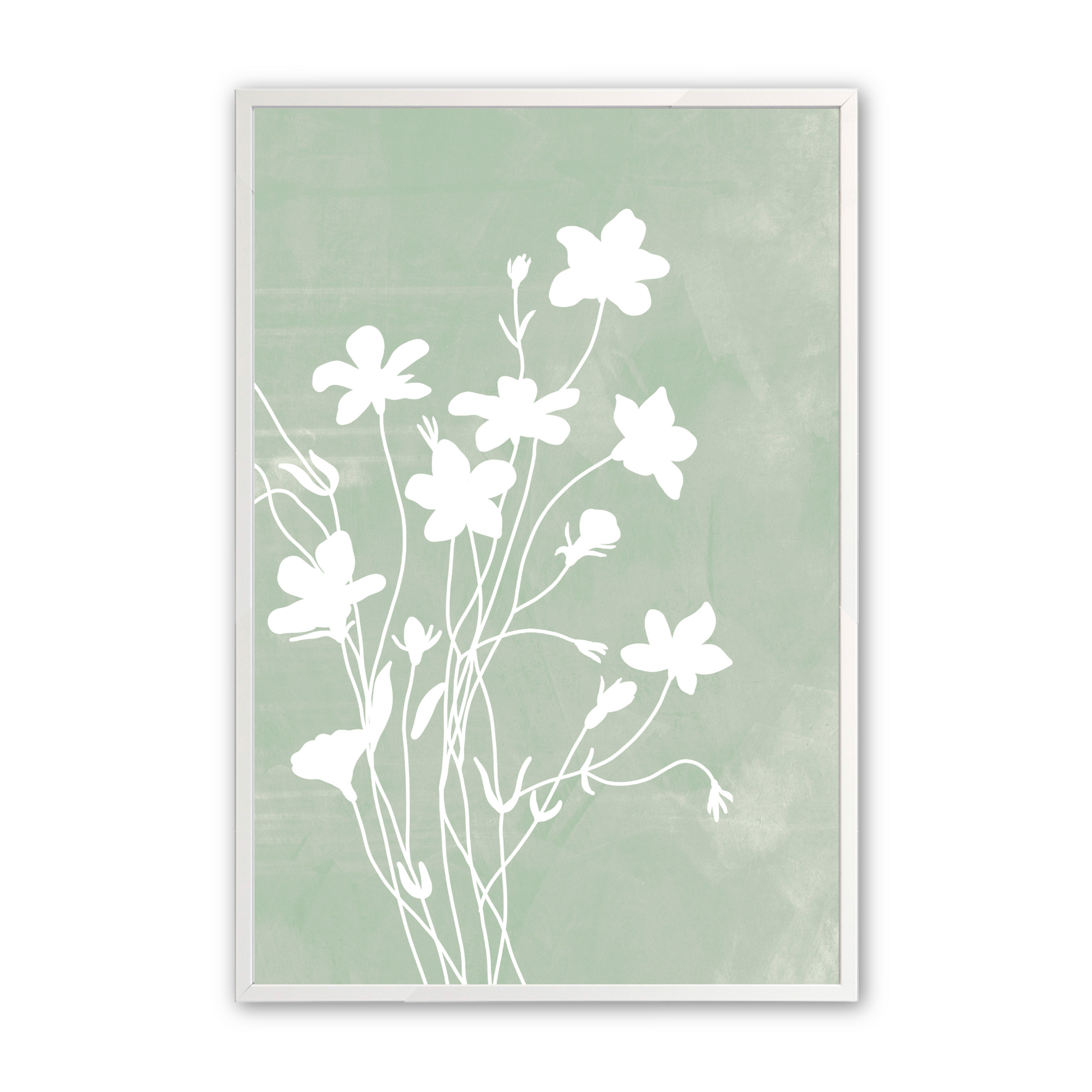[color:Opaque White], Picture of the fifth of 6 leaves and flowers in a white frame
