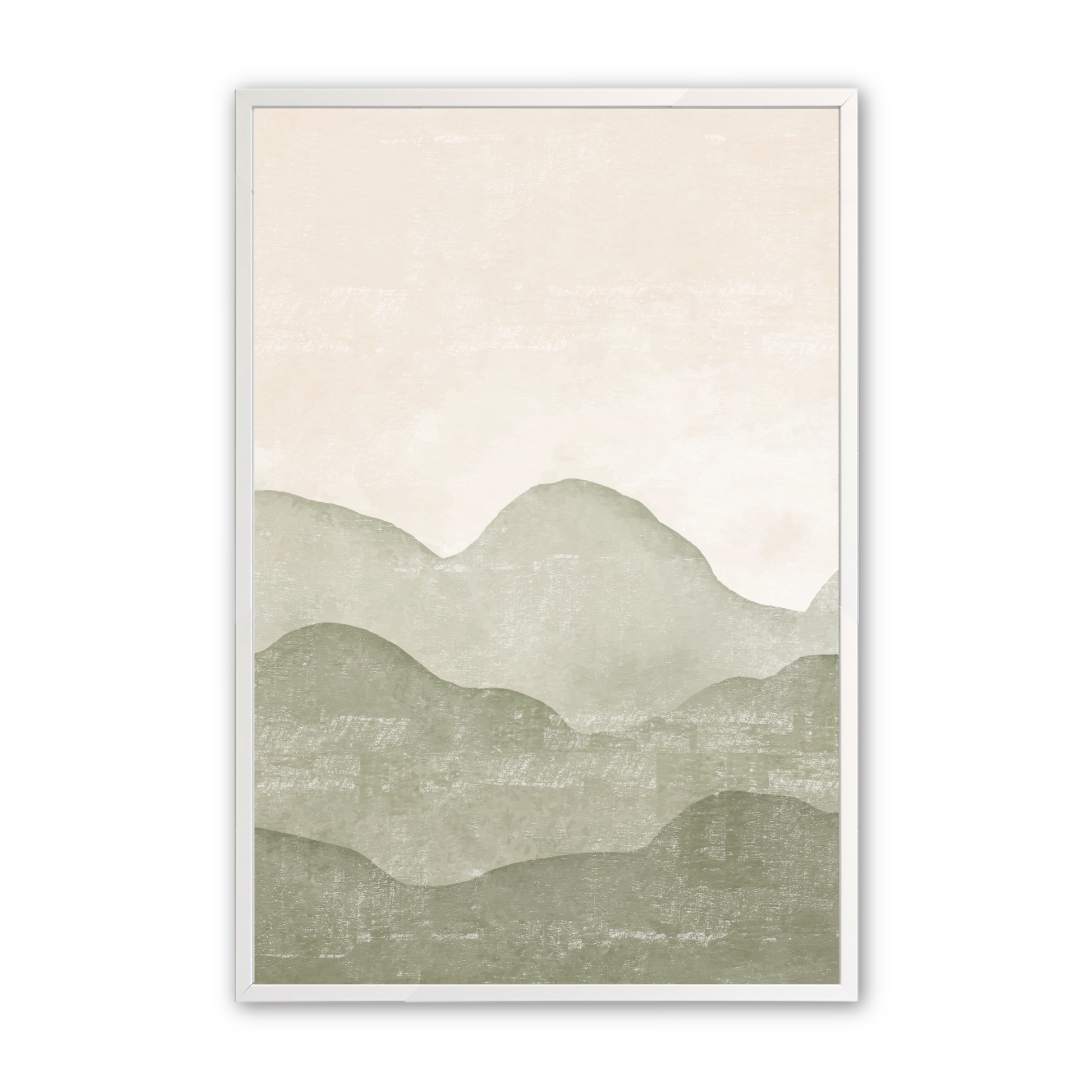 [color:Opaque White], Picture of the second of 3 mountain illustrations in white frame