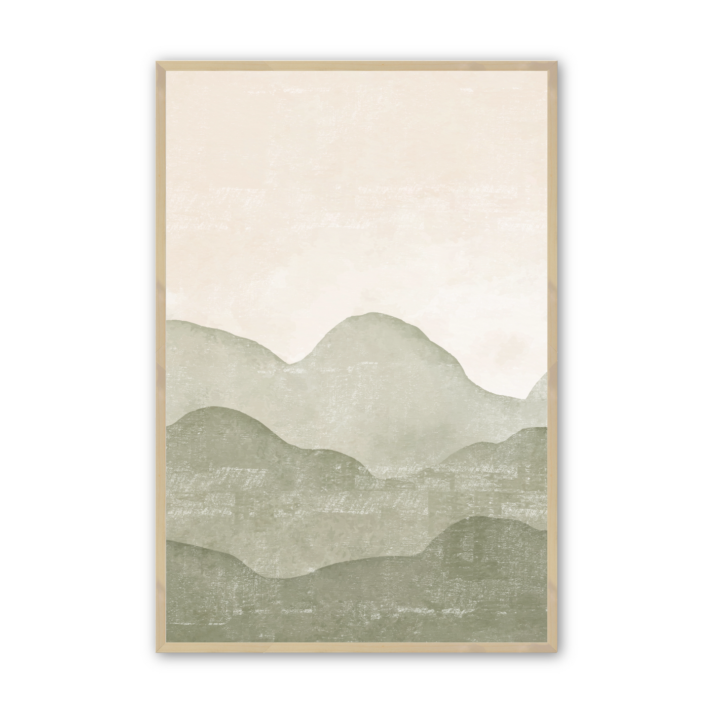 [color:Raw Maple], Picture of the second of 3 mountain illustrations in raw maple frame