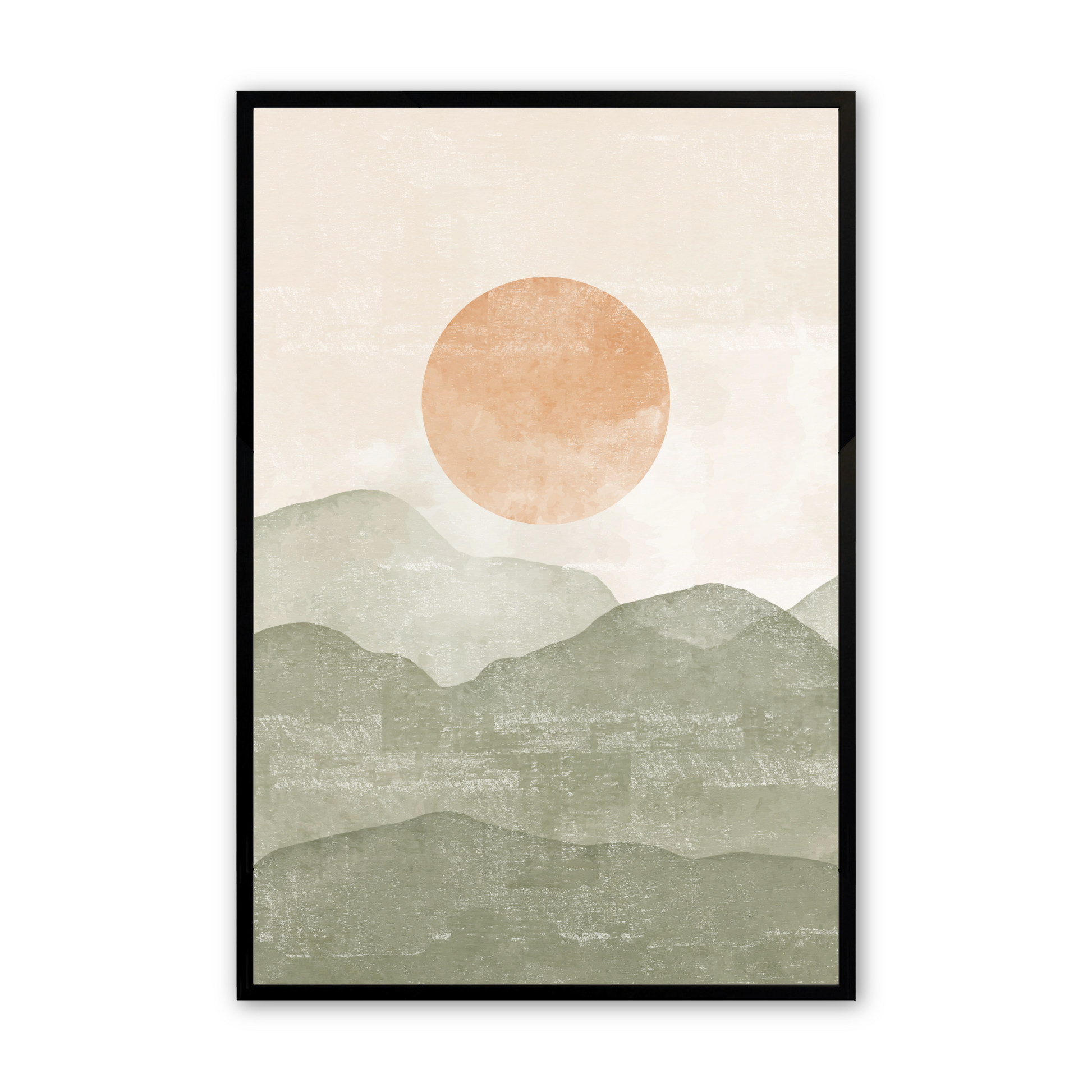 [color:Satin Black], Picture of the third of 3 mountain illustrations in a black frame