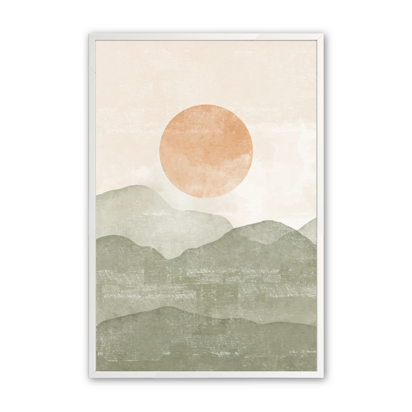 [color:Opaque White], Picture of the third of 3 mountain illustrations in white frame