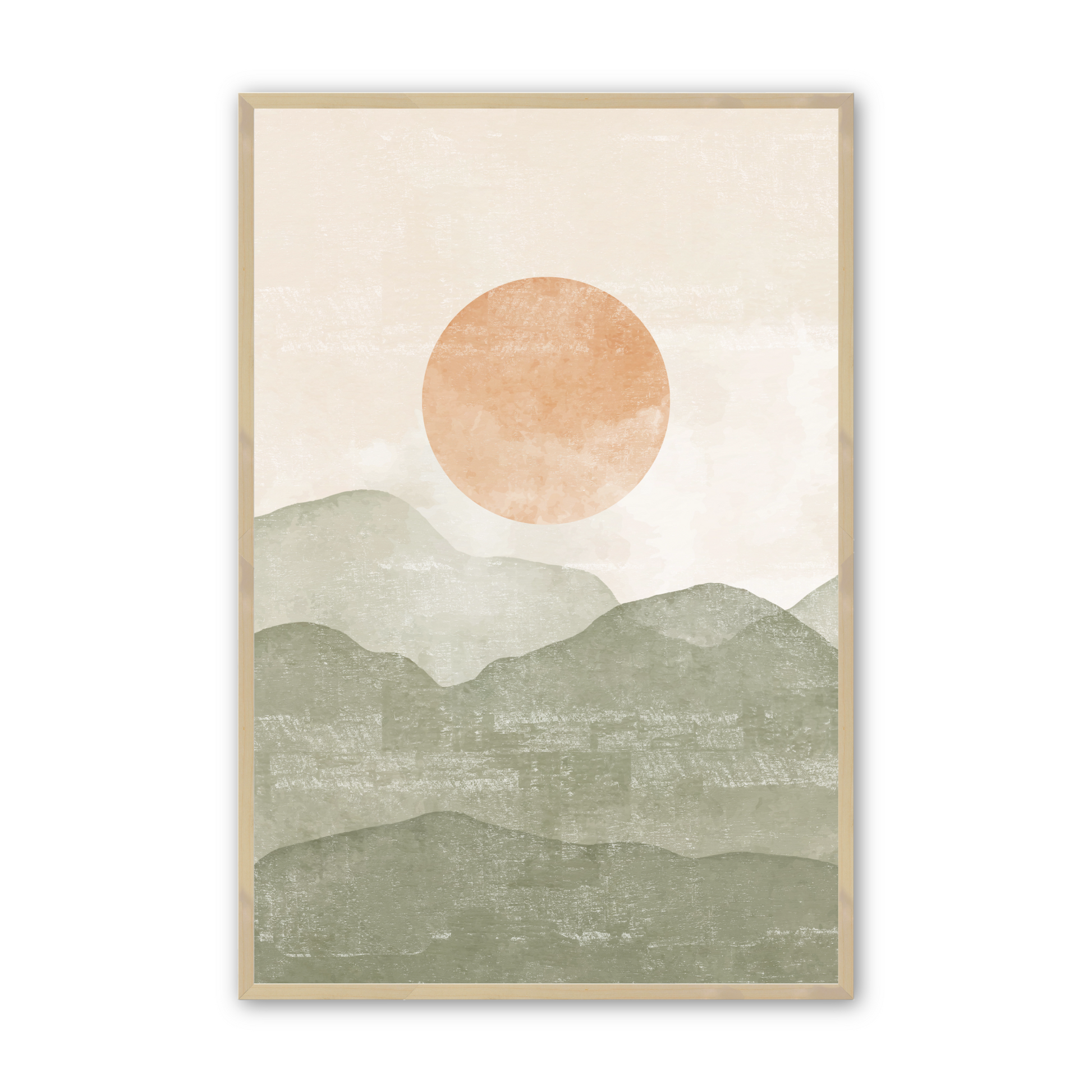 [color:Raw Maple], Picture of the third of 3 mountain illustrations in raw maple frame