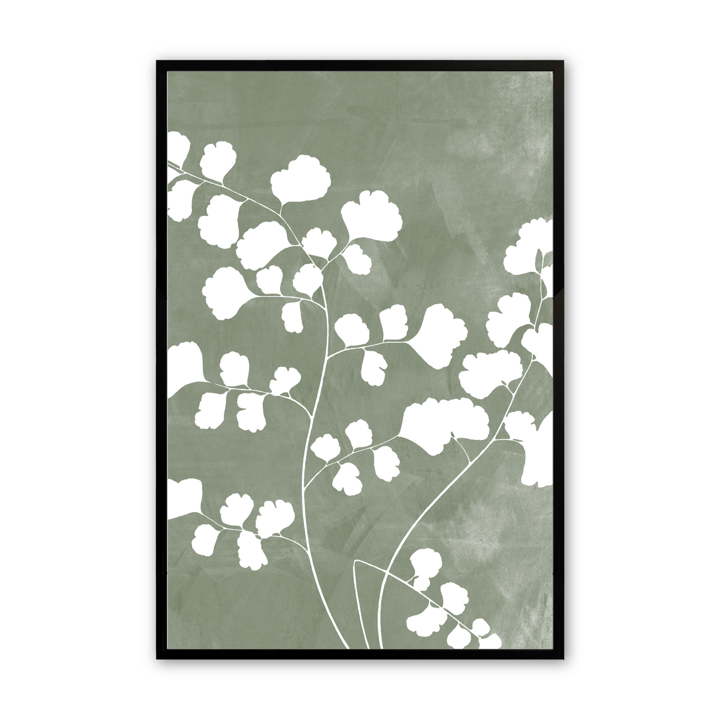 [color:Satin Black], Picture of the second of 3 leaf illustrations in a black frame