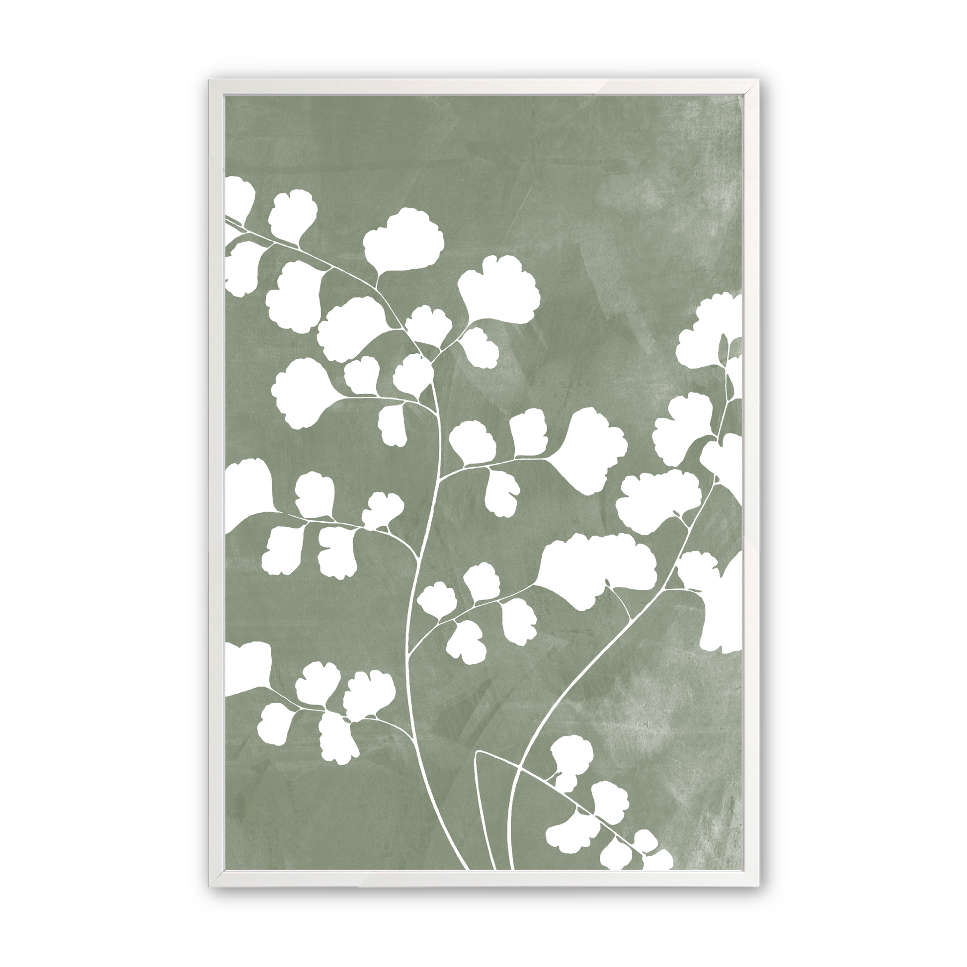 [color:Opaque White], Picture of the second of 3 leaf illustrations in white frame