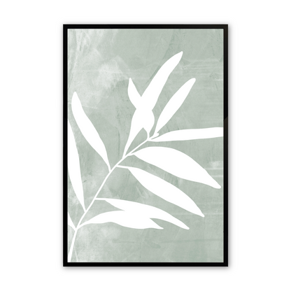 [color:Satin Black], Picture of the first of 3 leaf illustrations in a black frame