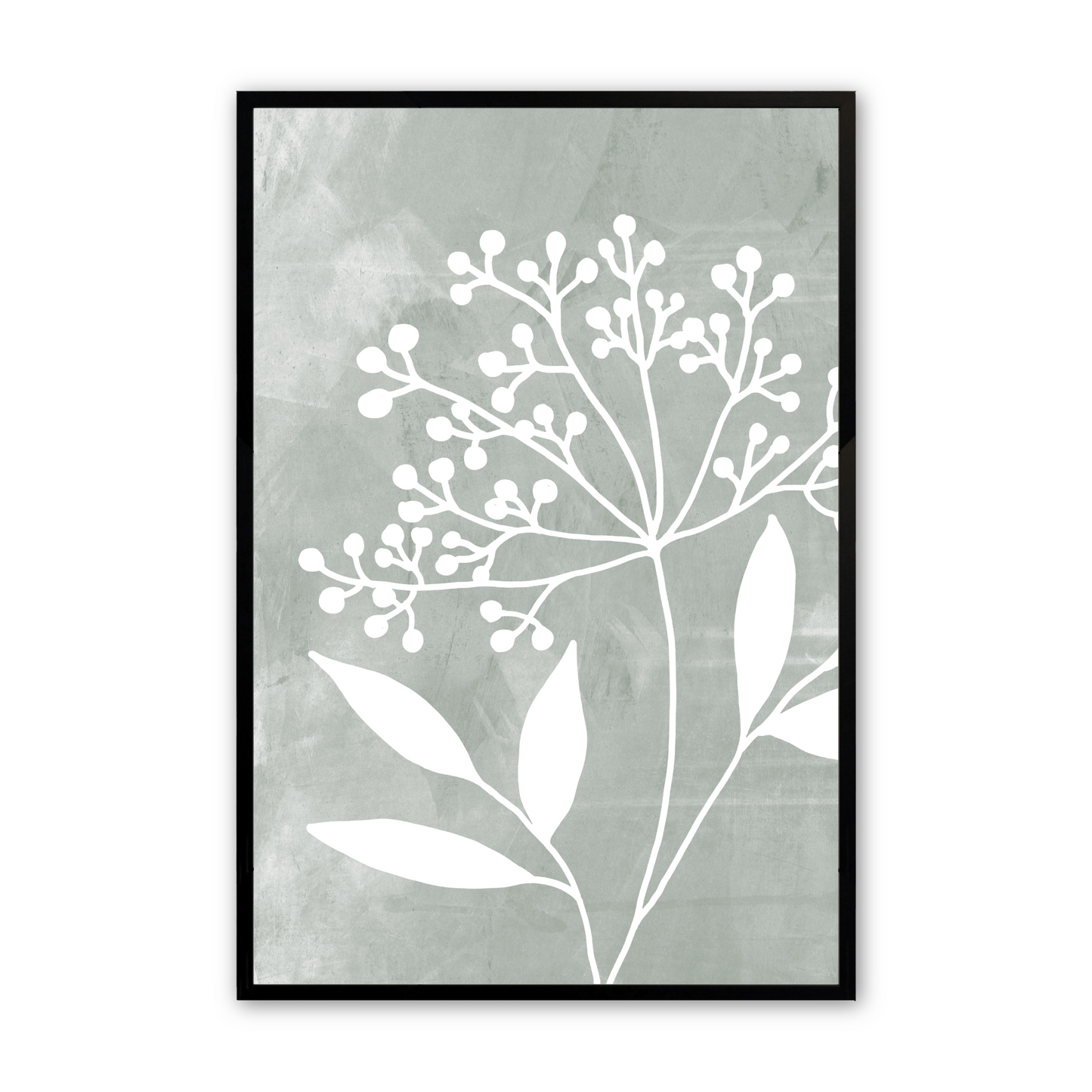 [color:Satin Black], Picture of the third of 3 leaf illustrations in a black frame