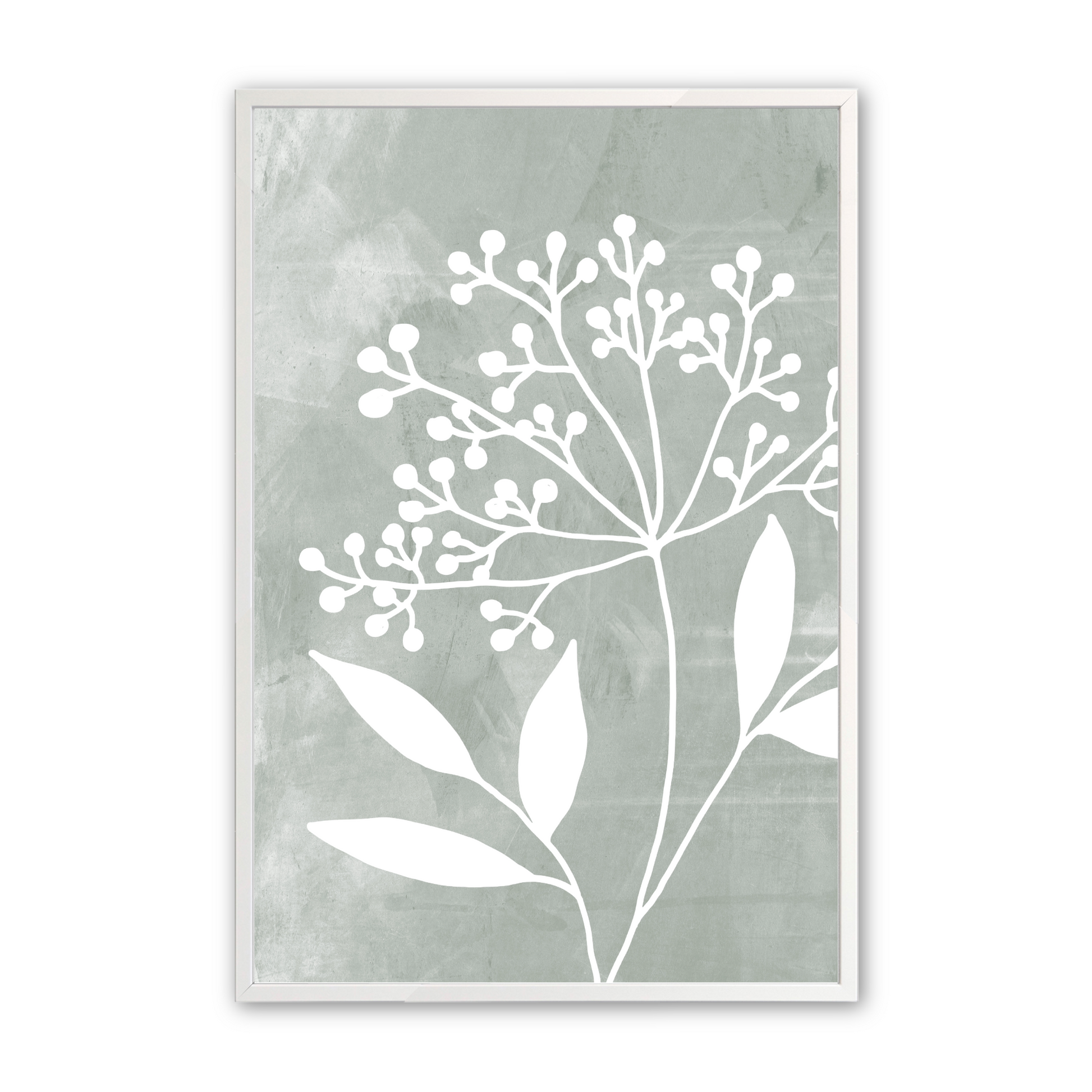 [color:Opaque White], Picture of the third of 3 leaf illustrations in white frame