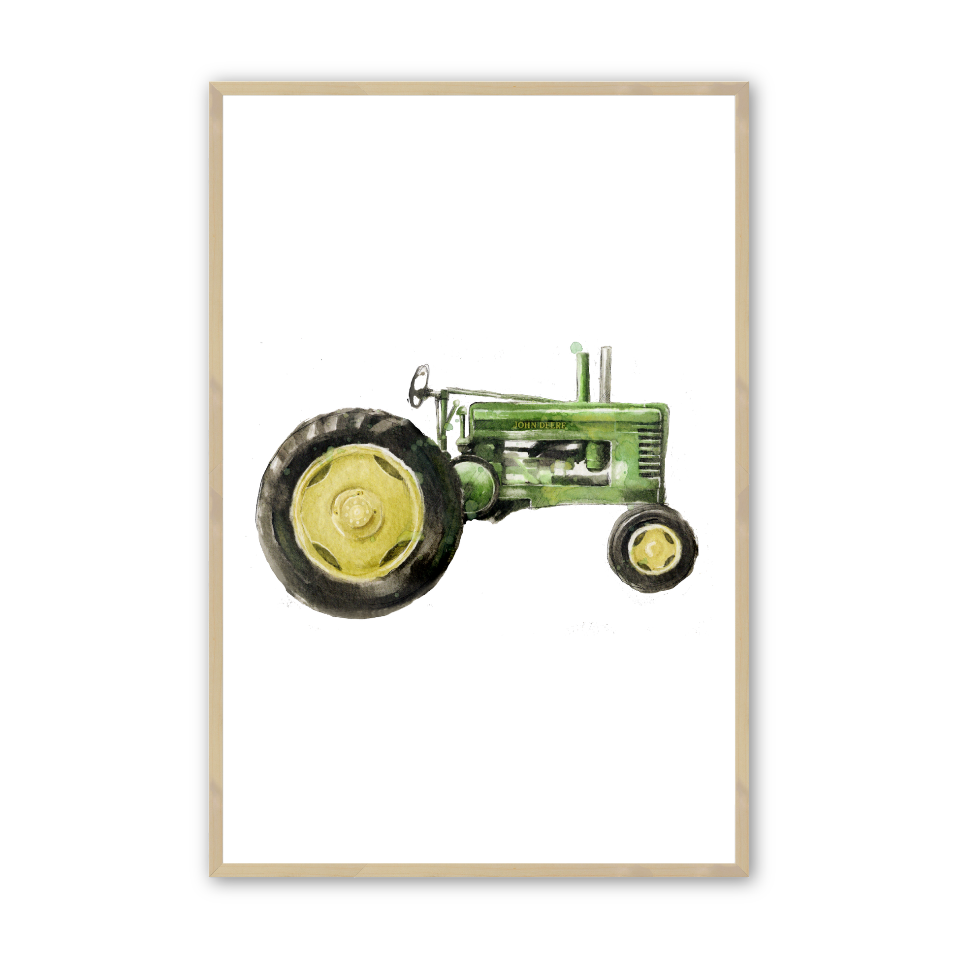 [color:Raw Maple], Picture of art in frame -Green Tractor