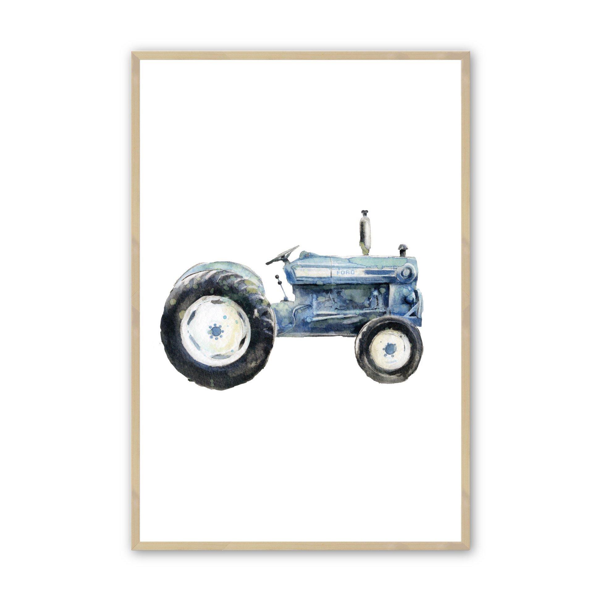 [color:Raw Maple], Picture of art in frame -Blue Tractor