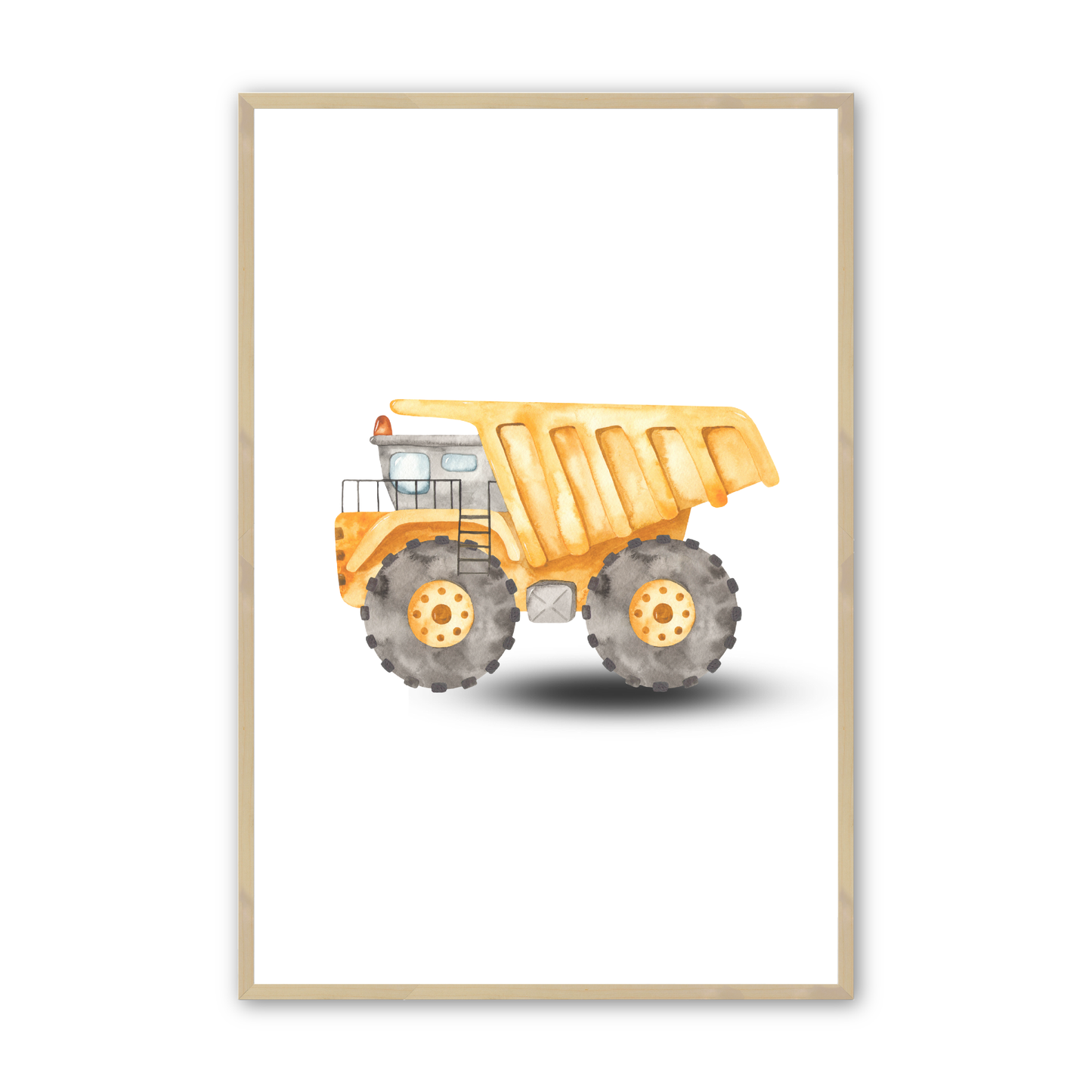 [color:Raw Maple], Picture of art in frame -Yellow Dump Truck