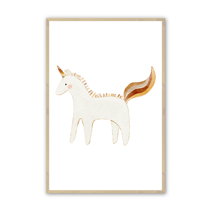 [color:Raw Maple], Picture of art in frame -Unicorn