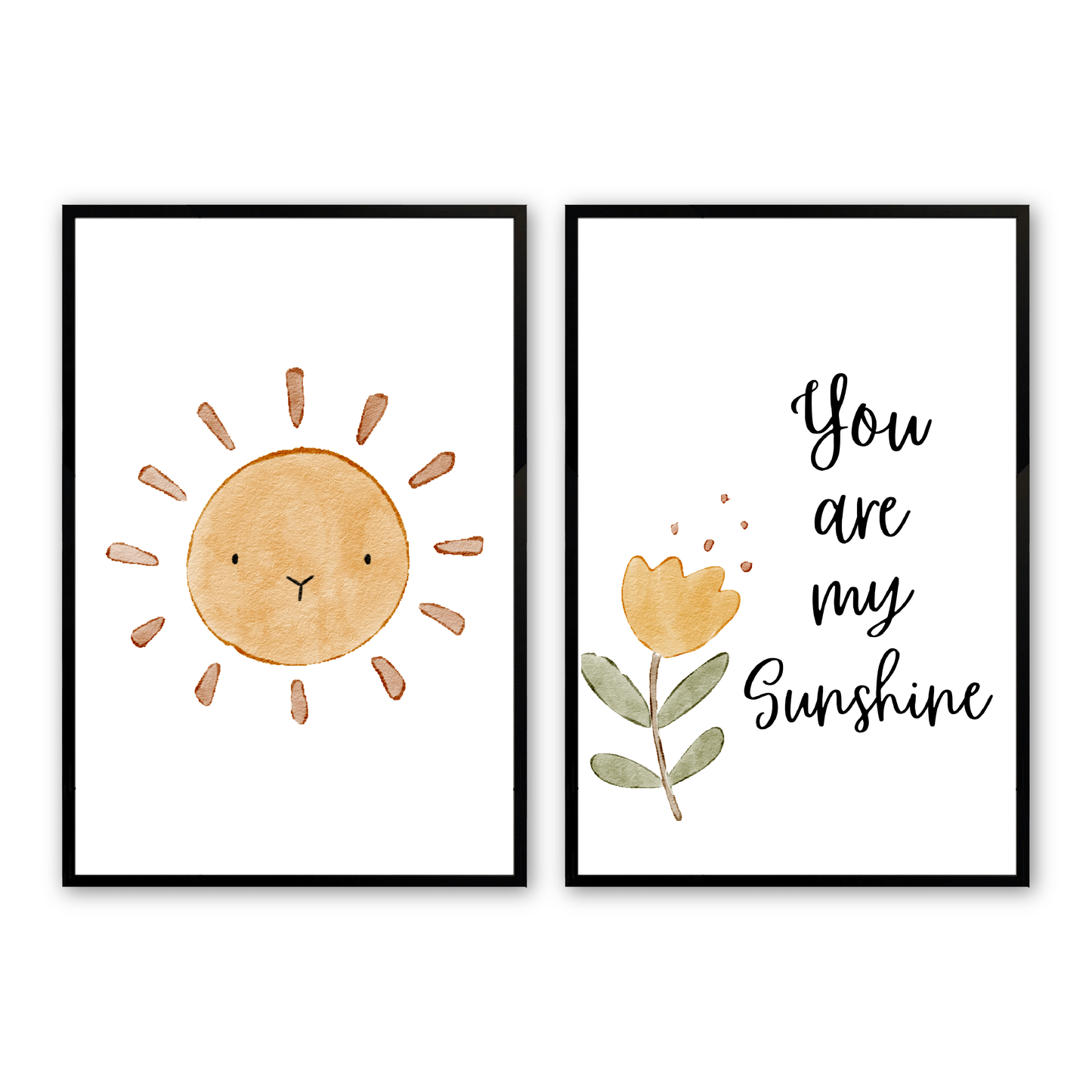 [color:Satin Black], Picture of art in frame - You Are My Sunshine, Set of 2