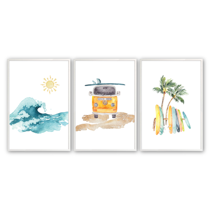 [color:Opaque White], Picture of art in frame - At the Beach, Set of 3