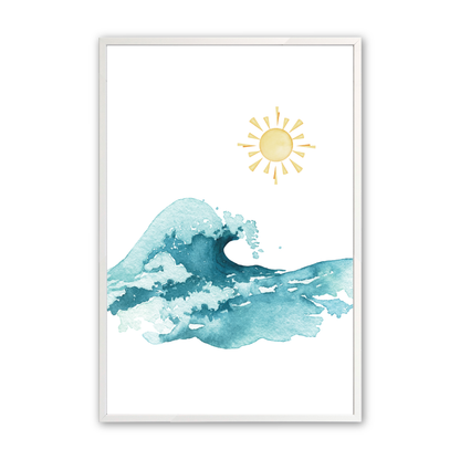 [color:Opaque White], Blue wave with sun