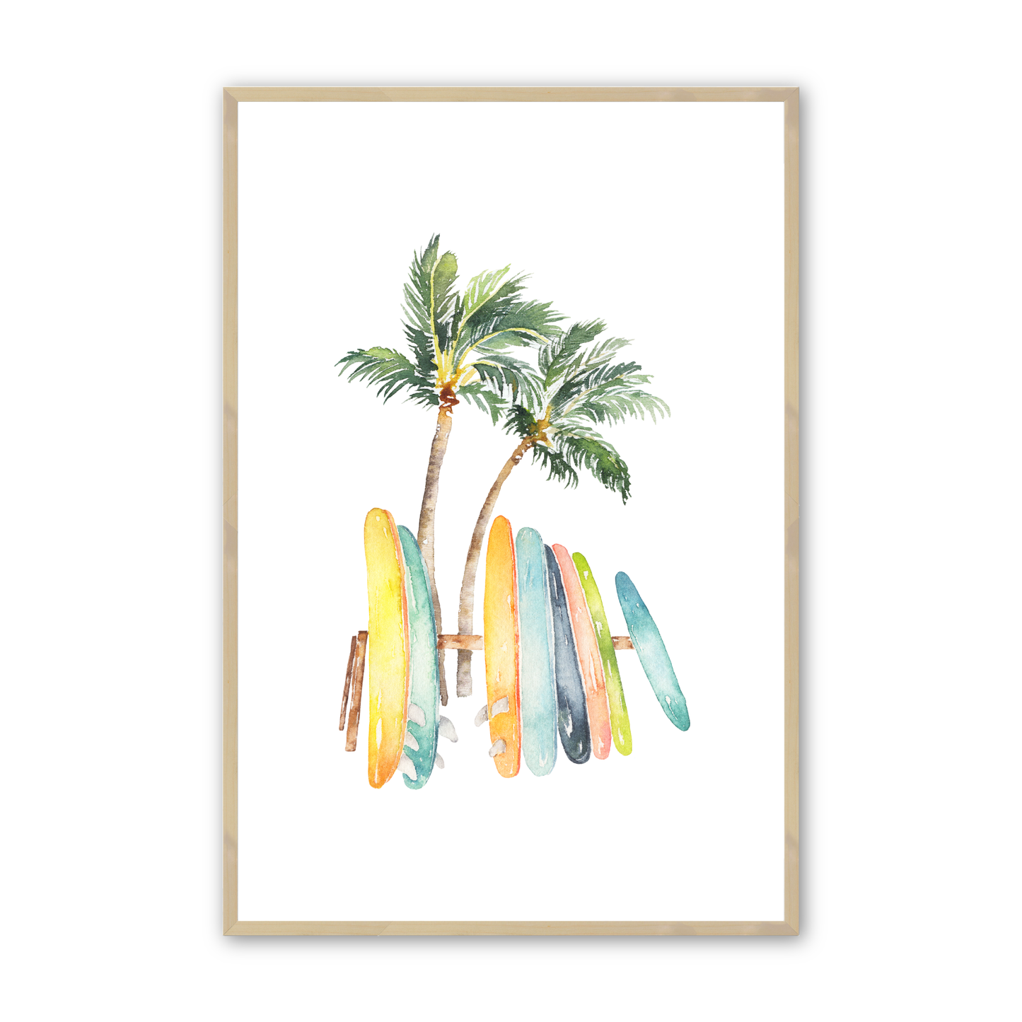 [color:Raw Maple], Surfboards and palm trees