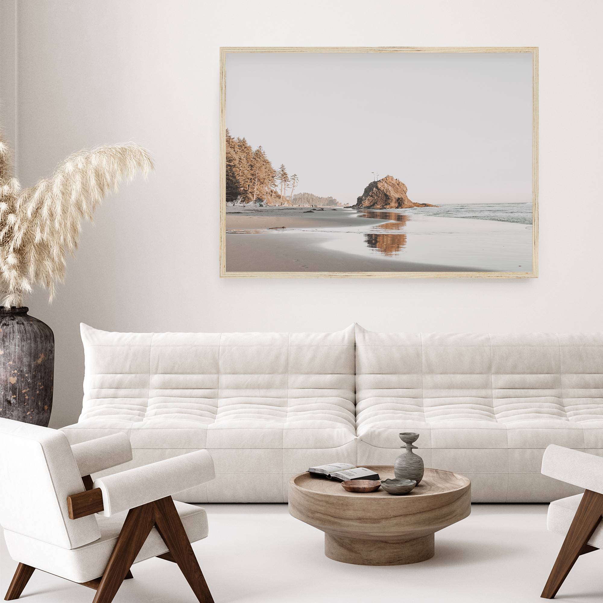 coastal elegance print with no mat in a wooden frame