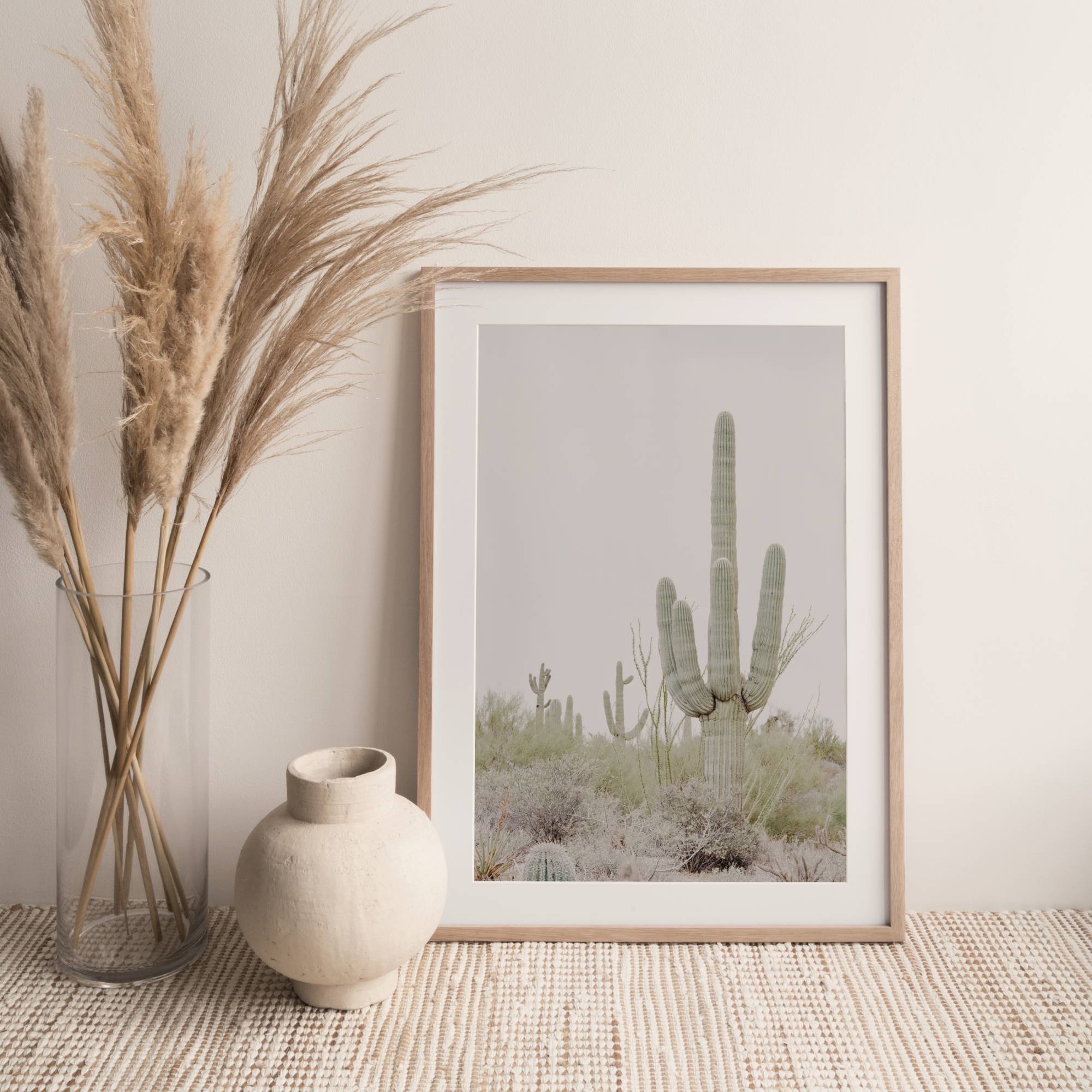 desert cactus portrait print with a white amt - size small