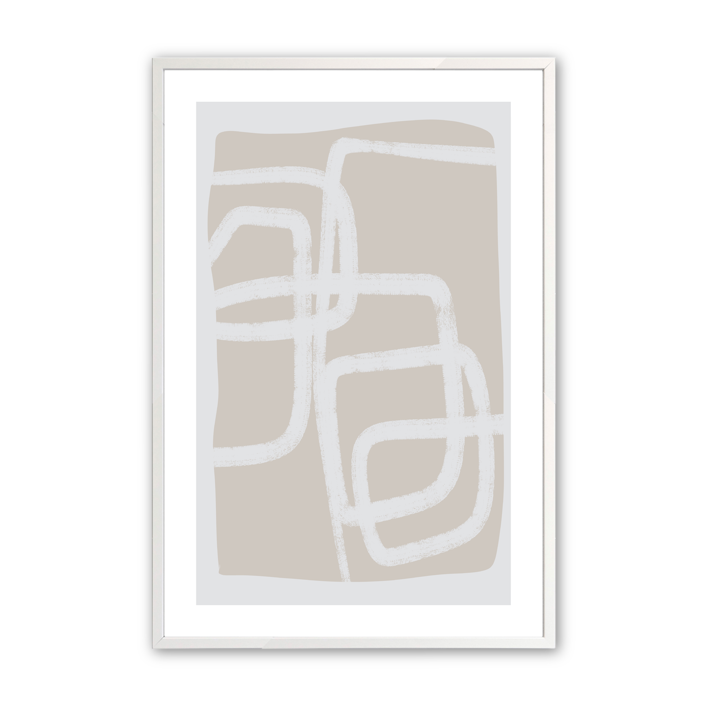 Greige Simple Abstract Line Drawing, Set of 2