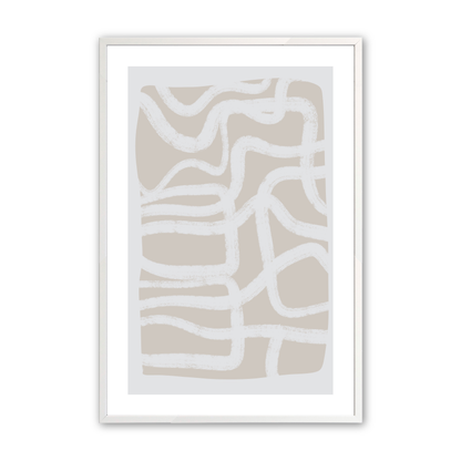 Greige Simple Abstract Line Drawing, Set of 2