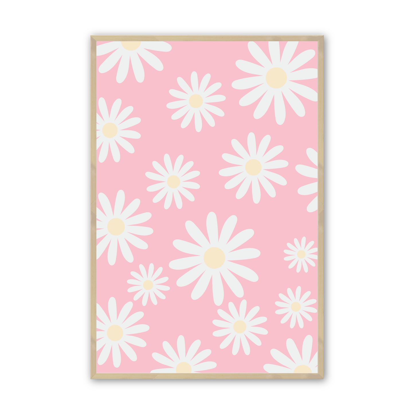 [color:Raw Maple], Print 2 - Daisy's on a pink background