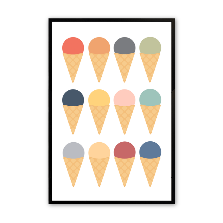 Ice Cream Fiesta Print in a black frame
