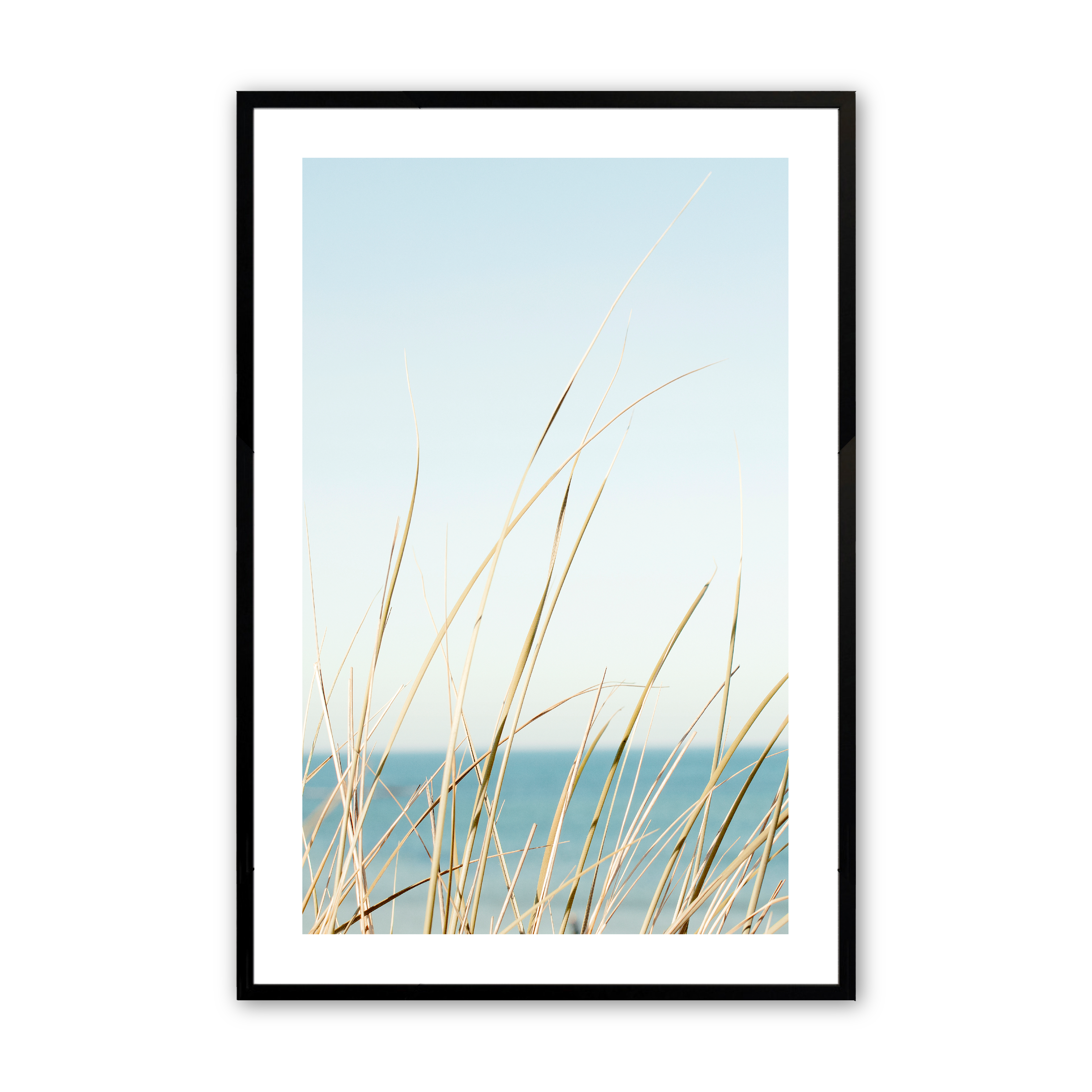 peacefully swaying print in a black frame